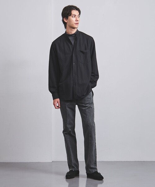 UNITED ARROWS（ユナイテッドアローズ）の「スムース ジャージ バンドカラーシャツ（シャツ/ブラウス・メンズ・オフホワイト/ブラック/ベージュ・M/L/S/XL）」の9枚目の写真