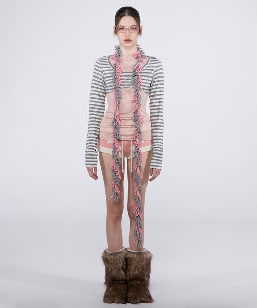 SCULPTOR（スカルプター）の「Sequin Mop Scarf/シークインモップスカーフ（マフラー・レディース・グリーン系その他/ピンク/ナチュラル・FREE）」の12枚目の写真