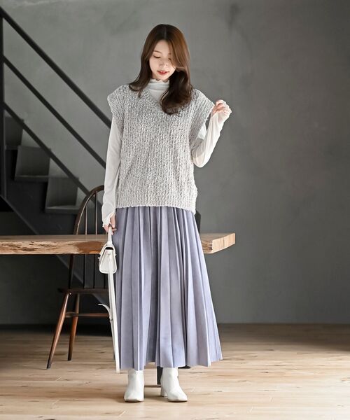 rps（アールピーエス）の「ポップコーンモールワイドニットベスト（ベスト・レディース・アイボリー/チャコールグレー/ネイビー/モカ/グレー・フリー）」の6枚目の写真