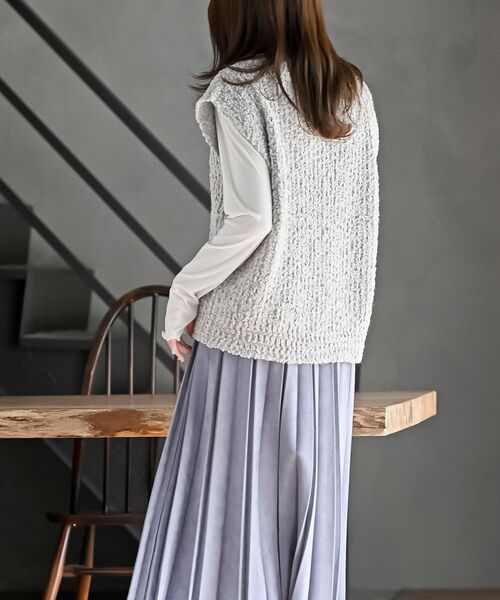 rps（アールピーエス）の「ポップコーンモールワイドニットベスト（ベスト・レディース・アイボリー/チャコールグレー/ネイビー/モカ/グレー・フリー）」の8枚目の写真