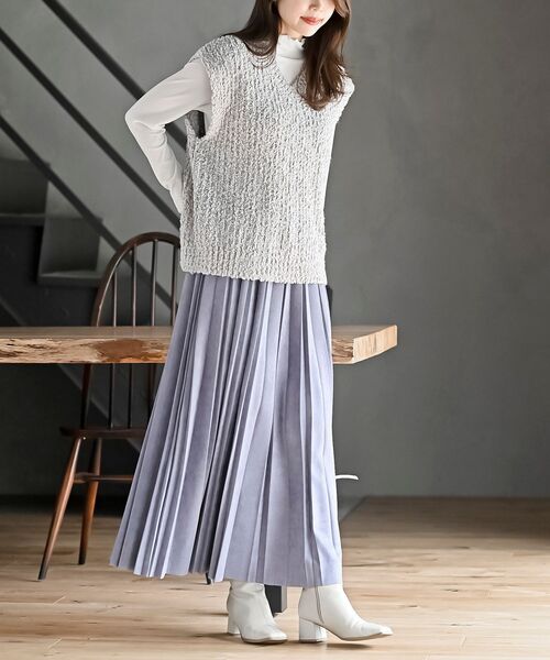 rps（アールピーエス）の「ポップコーンモールワイドニットベスト（ベスト・レディース・アイボリー/チャコールグレー/ネイビー/モカ/グレー・フリー）」の9枚目の写真