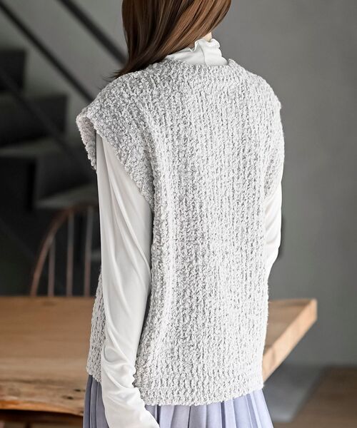 rps（アールピーエス）の「ポップコーンモールワイドニットベスト（ベスト・レディース・アイボリー/チャコールグレー/ネイビー/モカ/グレー・フリー）」の12枚目の写真