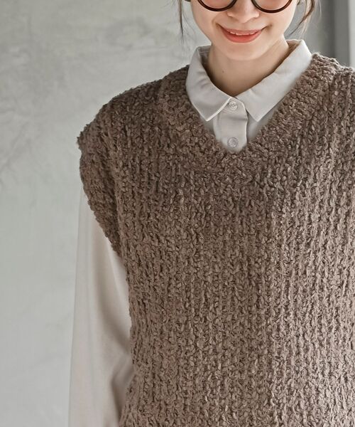 rps（アールピーエス）の「ポップコーンモールワイドニットベスト（ベスト・レディース・アイボリー/チャコールグレー/ネイビー/モカ/グレー・フリー）」の19枚目の写真