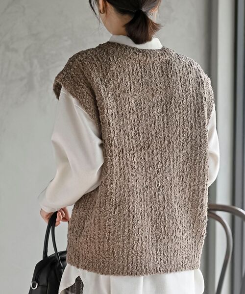 rps（アールピーエス）の「ポップコーンモールワイドニットベスト（ベスト・レディース・アイボリー/チャコールグレー/ネイビー/モカ/グレー・フリー）」の21枚目の写真