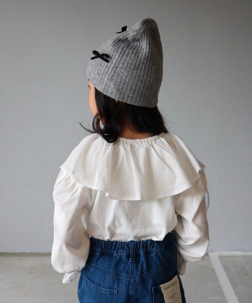 CIAOPANIC TYPY（チャオパニックティピー）の「【KIDS】リボンビーニー（ニットキャップ/ビーニー・キッズ・グレー/オフホワイト/ブラック・ONE SIZE）」の13枚目の写真
