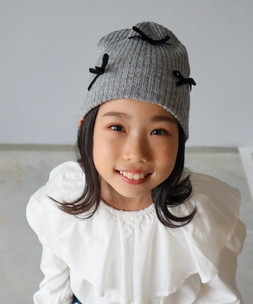 CIAOPANIC TYPY（チャオパニックティピー）の「【KIDS】リボンビーニー（ニットキャップ/ビーニー・キッズ・グレー/オフホワイト/ブラック・ONE SIZE）」の15枚目の写真