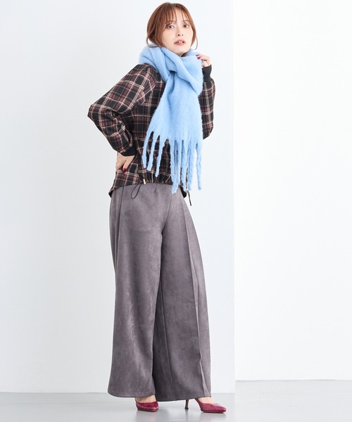 NICOLE white（ニコルホワイト）の「アシンメトリープリーツパンツ（その他パンツ・レディース・ネイビー/グレー/ブラック・FREE）」の6枚目の写真