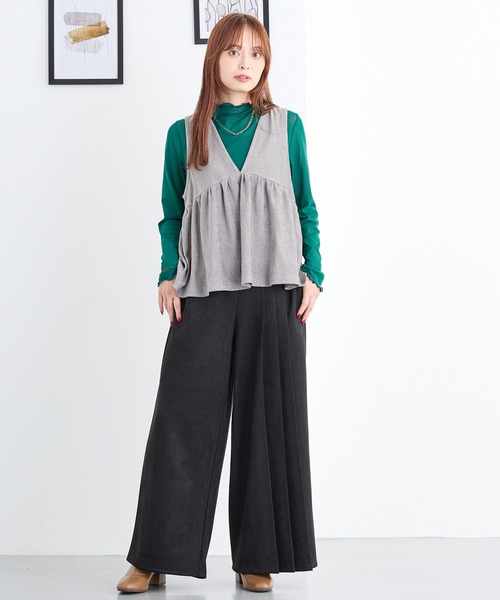 NICOLE white（ニコルホワイト）の「アシンメトリープリーツパンツ（その他パンツ・レディース・ネイビー/グレー/ブラック・FREE）」の10枚目の写真