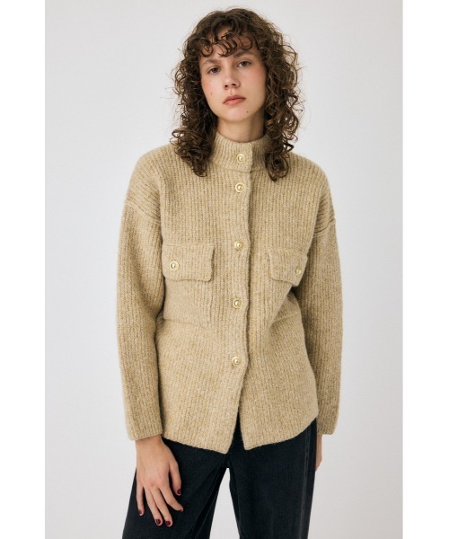 MOUSSY(マウジー)の「MIX YARN OVER KNIT カーディガン(カーディガン/ボレロ・レディース・ブルー/チャコールグレー/ライトベージュ・FREE)」の2枚目の写真