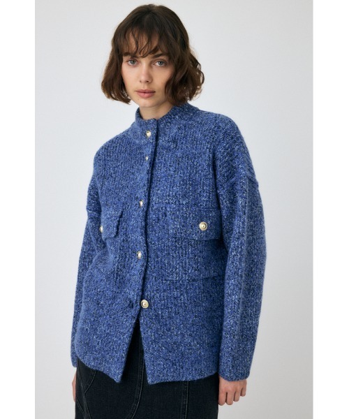 MOUSSY(マウジー)の「MIX YARN OVER KNIT カーディガン(カーディガン/ボレロ・レディース・ブルー/チャコールグレー/ライトベージュ・FREE)」の3枚目の写真