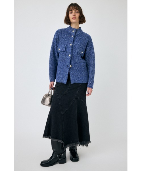MOUSSY(マウジー)の「MIX YARN OVER KNIT カーディガン(カーディガン/ボレロ・レディース・ブルー/チャコールグレー/ライトベージュ・FREE)」の5枚目の写真