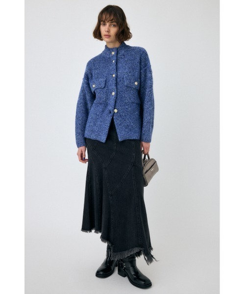MOUSSY(マウジー)の「MIX YARN OVER KNIT カーディガン(カーディガン/ボレロ・レディース・ブルー/チャコールグレー/ライトベージュ・FREE)」の6枚目の写真