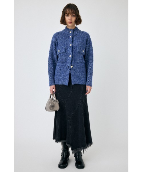 MOUSSY(マウジー)の「MIX YARN OVER KNIT カーディガン(カーディガン/ボレロ・レディース・ブルー/チャコールグレー/ライトベージュ・FREE)」の7枚目の写真