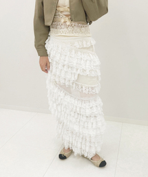 【YUHAN WANG/ユハン ワン】lace trimmed maxi skirt