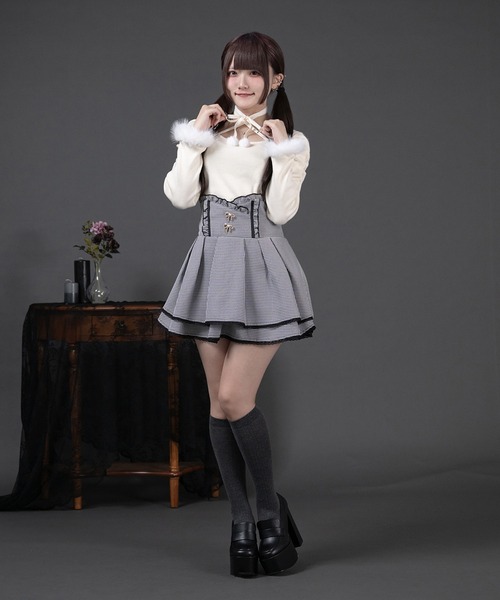 ファー付きリボン袖コンシャスニット（ニット/セーター）｜Pal elfy