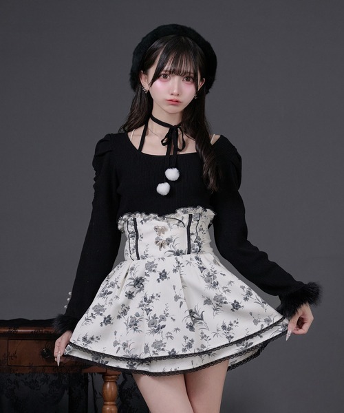 ファー付きリボン袖コンシャスニット(ニット/セーター)|Pal elfy ファー付きリボン袖コンシャスニット(ニット/セーター)|Pal elfy
