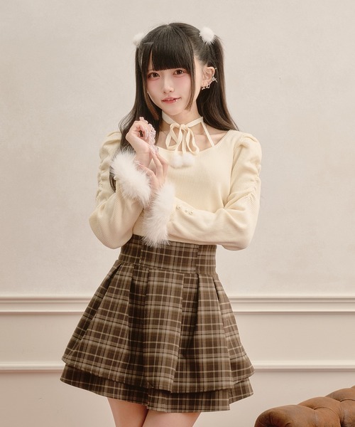 Pal elfy(パルエルフィー)の「ファー付きリボン袖コンシャスニット(ニット/セーター・レディース・ブラック/アイボリー/ピンク/ボルドー・フリー)」の21枚目の写真