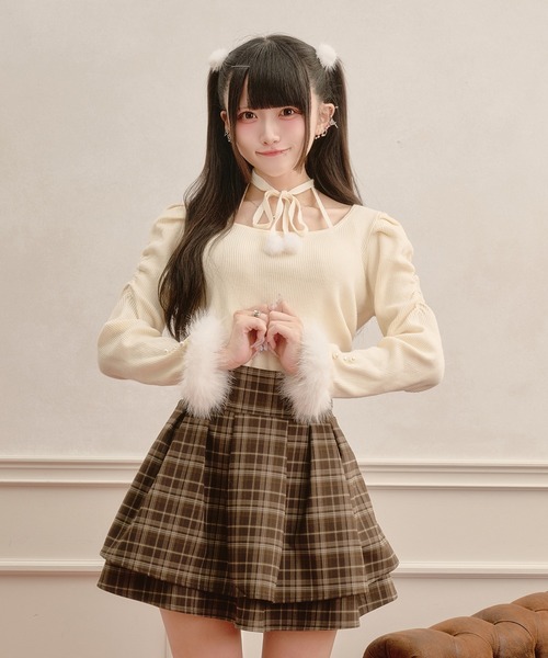 Pal elfy(パルエルフィー)の「ファー付きリボン袖コンシャスニット(ニット/セーター・レディース・ブラック/アイボリー/ピンク/ボルドー・フリー)」の22枚目の写真