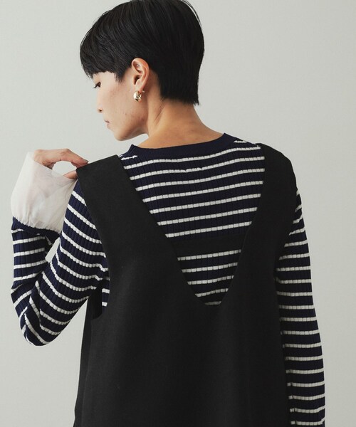 OPAQUE.CLIP(オペークドットクリップ)の「ウールライク Vネックミニジャンスカ【洗濯機洗い可】(ワンピース・レディース・ブラック/キャメル・36/38/40)」の4枚目の写真