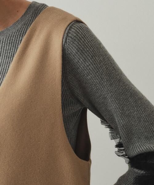 OPAQUE.CLIP(オペークドットクリップ)の「ウールライク Vネックミニジャンスカ【洗濯機洗い可】(ワンピース・レディース・ブラック/キャメル・36/38/40)」の16枚目の写真