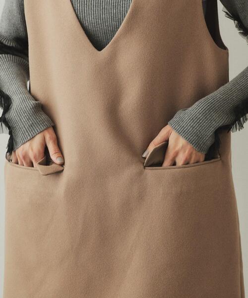 OPAQUE.CLIP(オペークドットクリップ)の「ウールライク Vネックミニジャンスカ【洗濯機洗い可】(ワンピース・レディース・ブラック/キャメル・36/38/40)」の17枚目の写真
