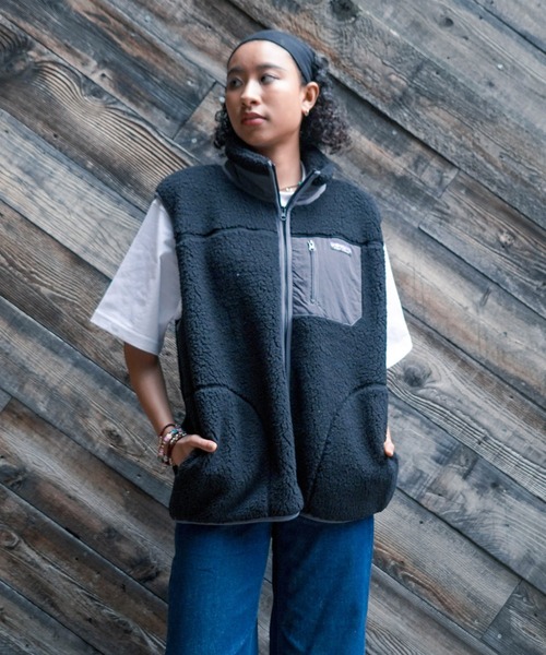 ragged mountain(ラギットマウンテン)の「【RAGGED MOUNTAIN/ラギットマウンテン】【防風機能付き 保温力抜群】CONCORD 防風ボアスタンドカラーベスト フリースジャケット モコモコ(ベスト・メンズ・グレー/ブラック/アイボリー/ベージュ・X-LARGE/LARGE/MEDIUM)」の2枚目の写真