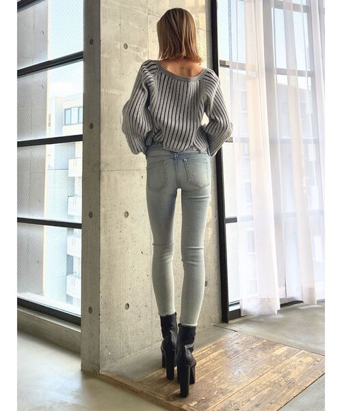 GYDA（ジェイダ）の「バイカラー2WAYニットトップス（ニット/セーター・レディース・ベージュ/ピンク/ブラック/スカイブルー・FREE）」の16枚目の写真