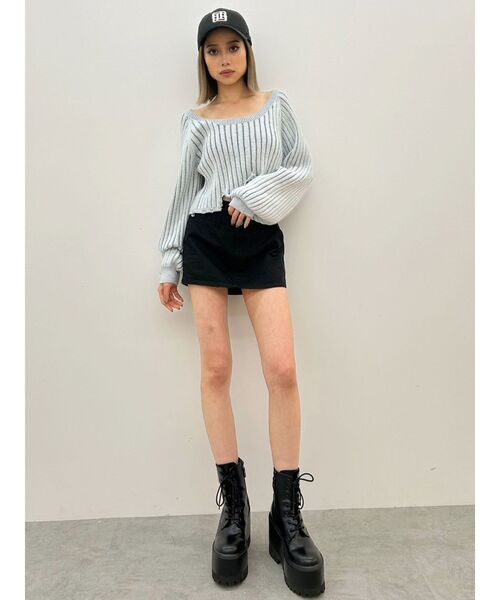 GYDA（ジェイダ）の「バイカラー2WAYニットトップス（ニット/セーター・レディース・ベージュ/ピンク/ブラック/スカイブルー・FREE）」の19枚目の写真