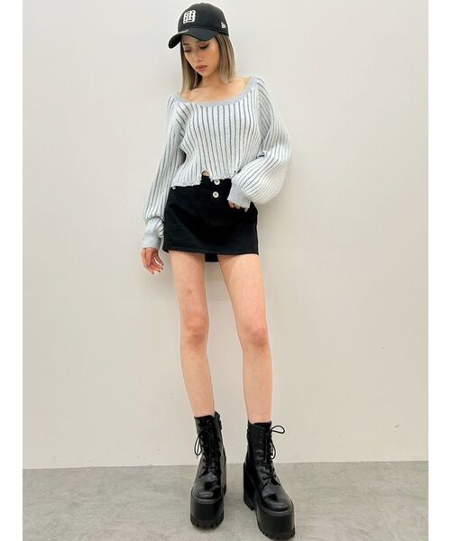 GYDA（ジェイダ）の「バイカラー2WAYニットトップス（ニット/セーター・レディース・ベージュ/ピンク/ブラック/スカイブルー・FREE）」の21枚目の写真