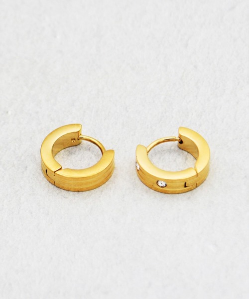 Diliraba(ディリラバ)の「【Diliraba】ステンレス ワンタッチビジューフープ ピアスセット D(ピアス(両耳用)・レディース・ゴールド/シルバー・FREE)」の9枚目の写真