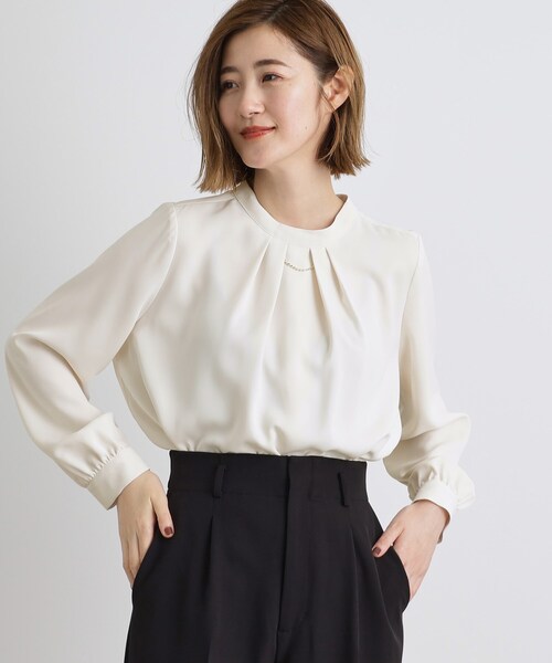 grove（グローブ）の「マルチWAYボウタイブラウス（シャツ/ブラウス・レディース・サンドベージュ/ナチュラル/ホワイト系5・03/02/01/04/05）」の12枚目の写真