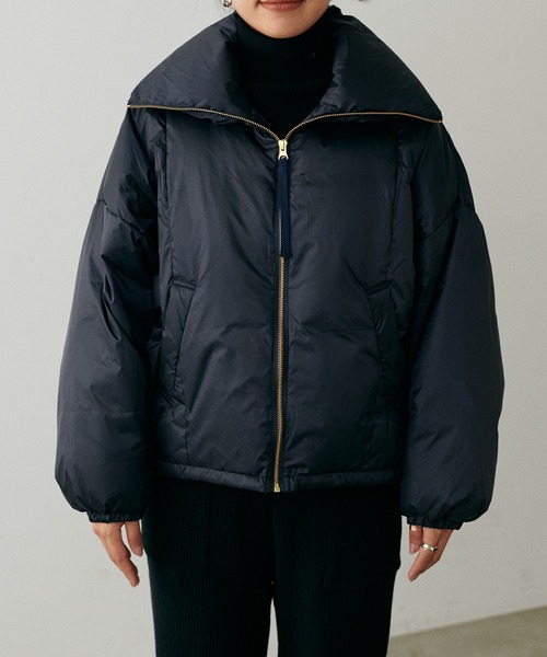 【新品タグ付き】RIVE DROITE ドルマンシルエットアウター ブラック F セール】【LARUTA】ドルマンショートダウン（ダウンジャケット/コート