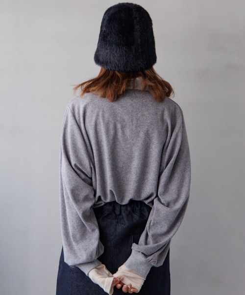 flower（フラワー）の「パウダリーポロトップ（Tシャツ/カットソー・レディース・アイボリー/グレー・FREE）」の4枚目の写真