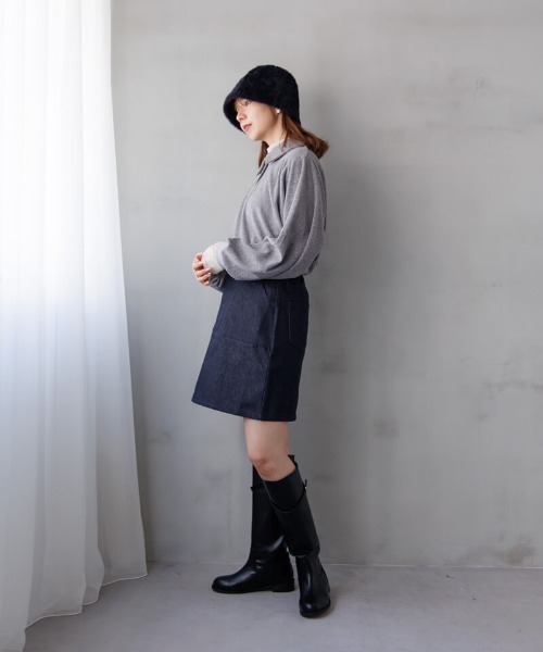 flower（フラワー）の「パウダリーポロトップ（Tシャツ/カットソー・レディース・アイボリー/グレー・FREE）」の8枚目の写真