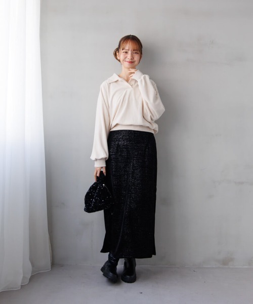 flower（フラワー）の「パウダリーポロトップ（Tシャツ/カットソー・レディース・アイボリー/グレー・FREE）」の18枚目の写真