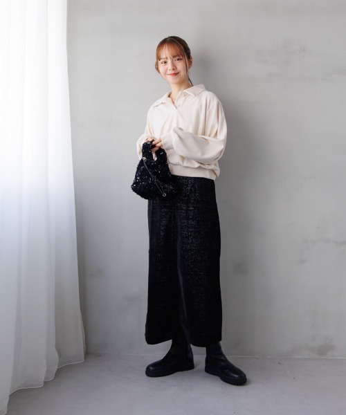 flower（フラワー）の「パウダリーポロトップ（Tシャツ/カットソー・レディース・アイボリー/グレー・FREE）」の19枚目の写真