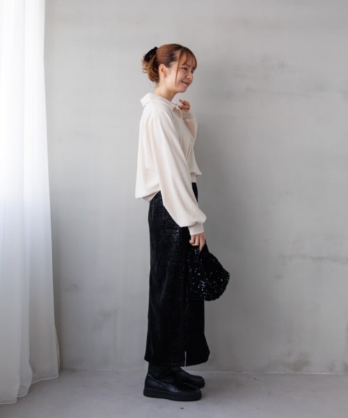 flower（フラワー）の「パウダリーポロトップ（Tシャツ/カットソー・レディース・アイボリー/グレー・FREE）」の20枚目の写真