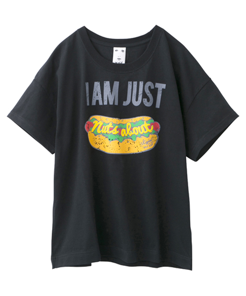 X-girl（エックスガール）の「HOT DOG S/S BIG TEE（Tシャツ/カットソー・レディース・ホワイト/ブラック/アッシュ・2/1）」の2枚目の写真