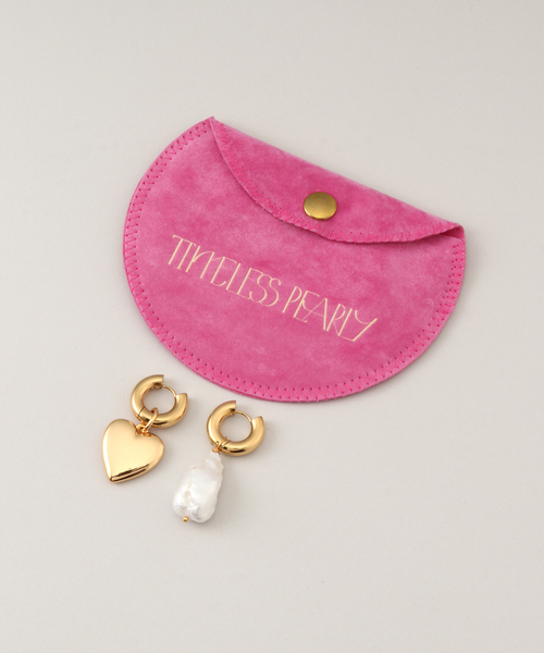 TIMELESS PEARLY/タイムレスパーリー】Pearl and gold hear：ピアス