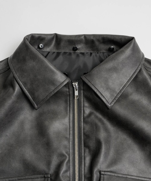 INTER FACTORY(インターファクトリー)の「rinka - 2wayフェイクレザーブルゾン made in INTERFACTORY(ブルゾン・レディース・ブラック/レッド・FREE)」の3枚目の写真