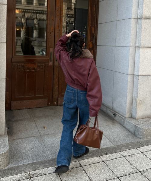 INTER FACTORY(インターファクトリー)の「rinka - 2wayフェイクレザーブルゾン made in INTERFACTORY(ブルゾン・レディース・ブラック/レッド・FREE)」の18枚目の写真