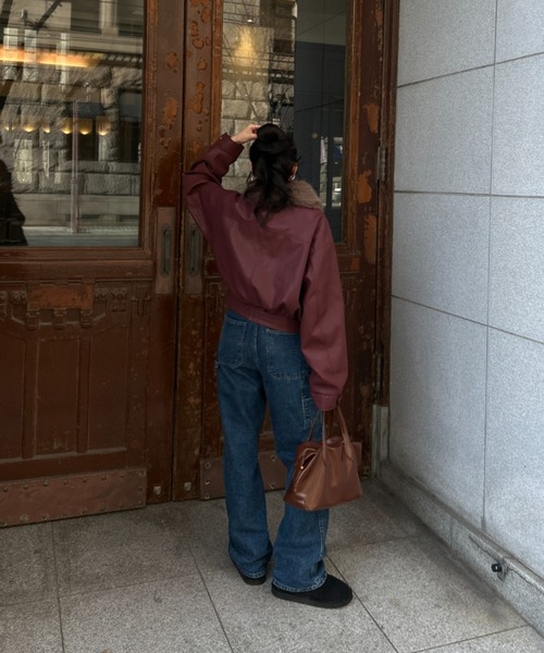 INTER FACTORY(インターファクトリー)の「rinka - 2wayフェイクレザーブルゾン made in INTERFACTORY(ブルゾン・レディース・ブラック/レッド・FREE)」の19枚目の写真