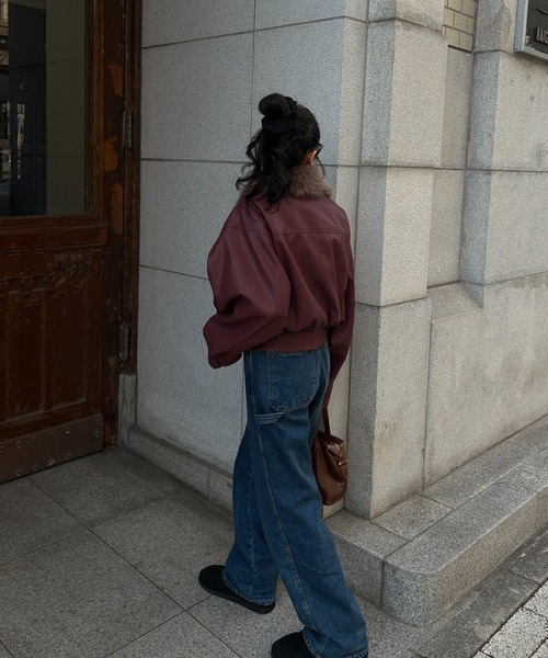 INTER FACTORY(インターファクトリー)の「rinka - 2wayフェイクレザーブルゾン made in INTERFACTORY(ブルゾン・レディース・ブラック/レッド・FREE)」の20枚目の写真