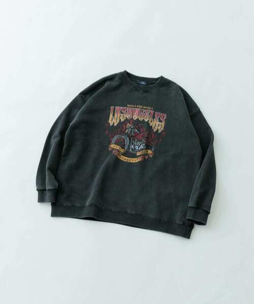 セール】『XLサイズあり』パウダー加工 クルーネックスウェットプル