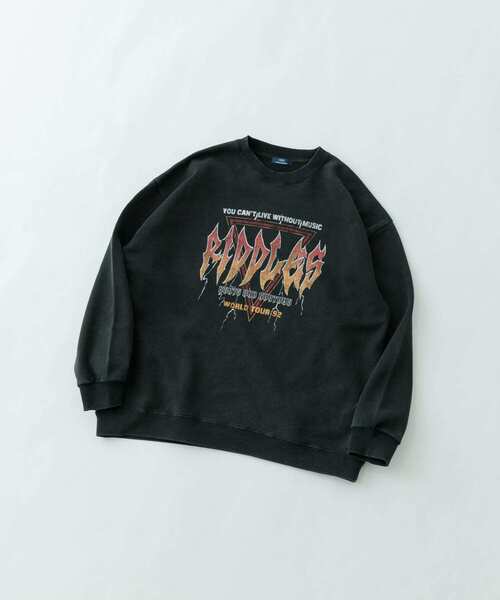 セール】『XLサイズあり』パウダー加工 クルーネックスウェットプル