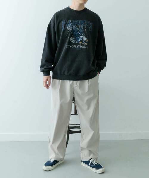 セール】『XLサイズあり』パウダー加工 クルーネックスウェットプル