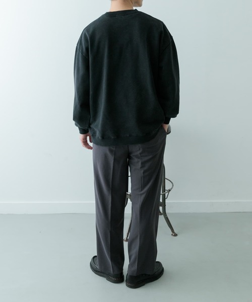 セール】『XLサイズあり』パウダー加工 クルーネックスウェットプル