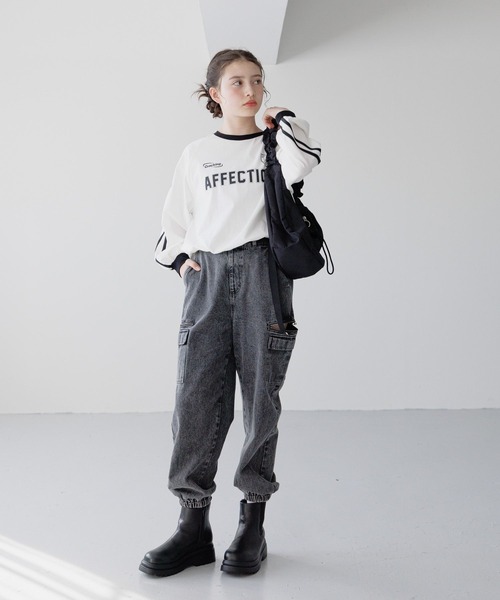 GLOBAL WORK（グローバルワーク）の「ヘビロッTEEドロスト長袖/311574（Tシャツ/カットソー・キッズ・ネイビー/ホワイト系8/ホワイト系5/ホワイト系・160cm/150cm/140cm/130cm）」の3枚目の写真