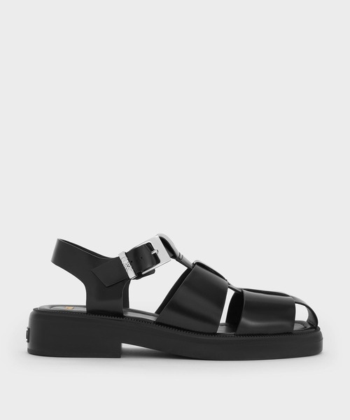CHARLES & KEITH(チャールズ & キース)の「レザー ケージサンダル(サンダル・レディース・オフホワイト/ブラック・23cm/22.5cm/25cm/24.5cm/23.5cm)」の2枚目の写真