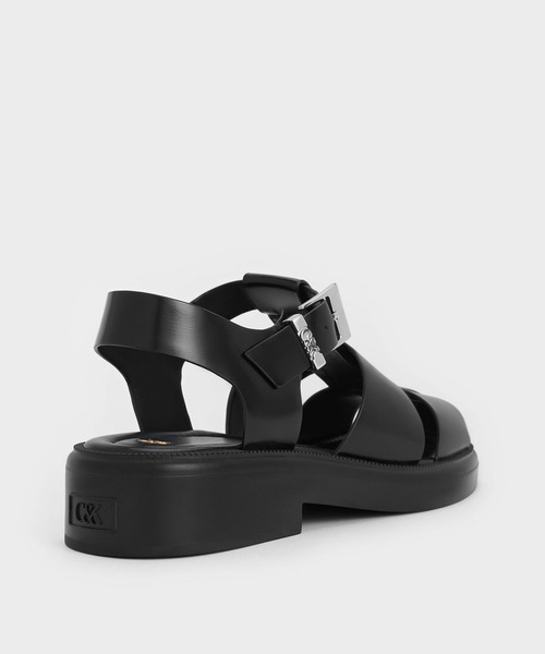 CHARLES & KEITH(チャールズ & キース)の「レザー ケージサンダル(サンダル・レディース・オフホワイト/ブラック・23cm/22.5cm/25cm/24.5cm/23.5cm)」の9枚目の写真